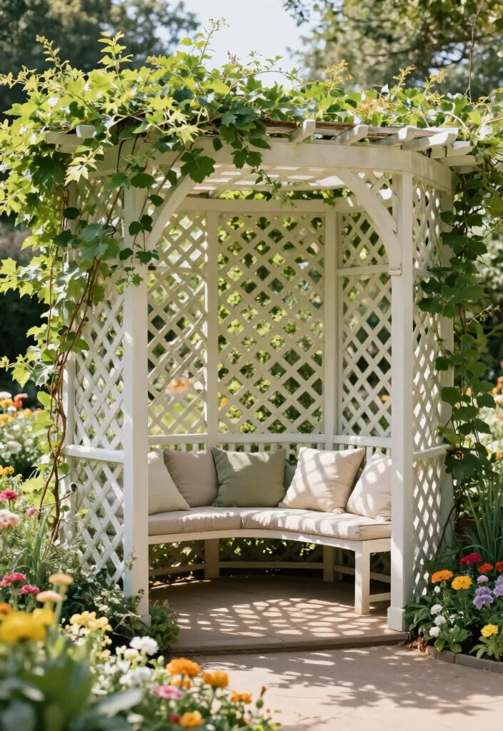 10 Overhead Trellis Ideas to Add Shade and Vertical Interest - 3. Lattice Shade Structure 1