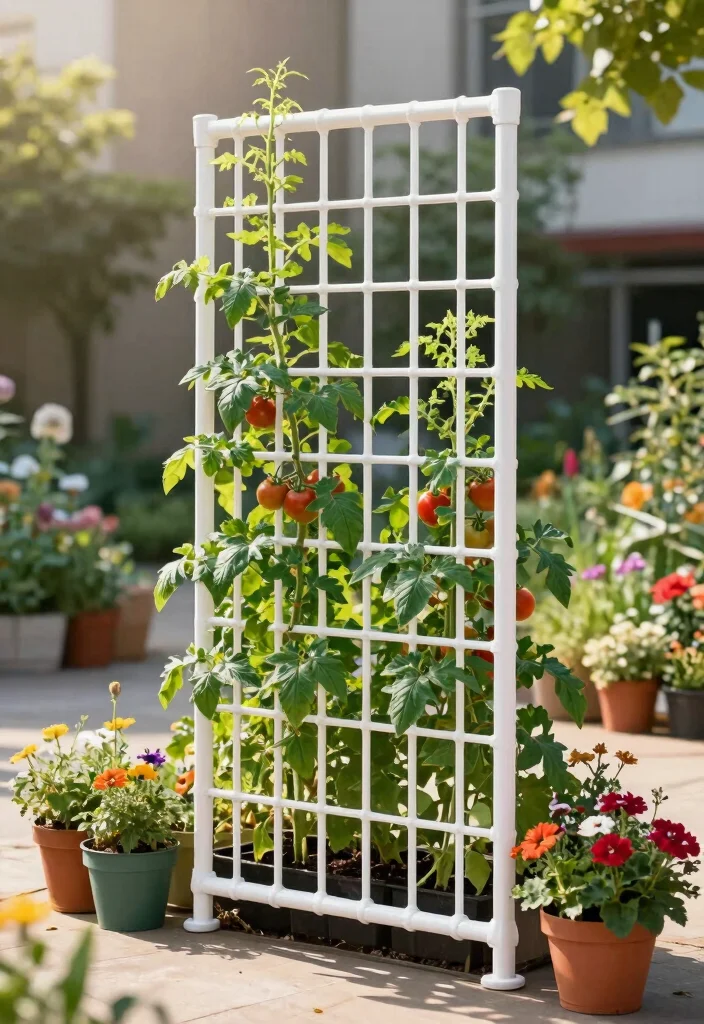 10 PVC Trellis Ideas for Lightweight and Affordable Support - 1. Classic Vertical Grid Trellis 1