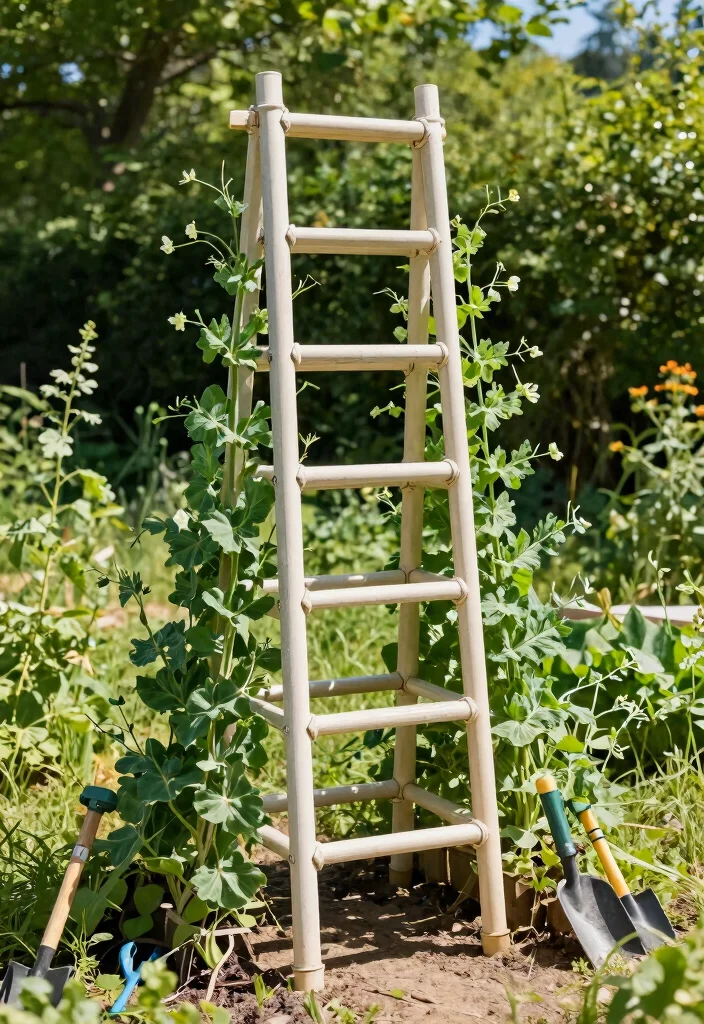 10 PVC Trellis Ideas for Lightweight and Affordable Support - 4. Ladder Trellis 1
