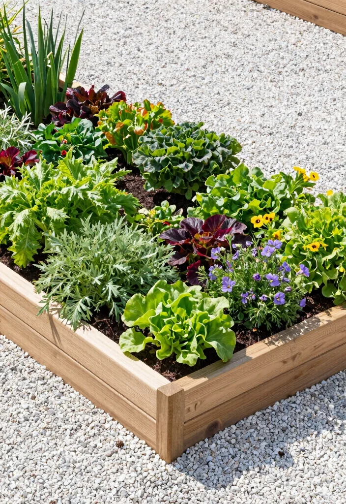 10 Pea Gravel Backyard Ideas for Low Cost Landscaping - 6. Elevated Planting Beds with Pea Gravel 1