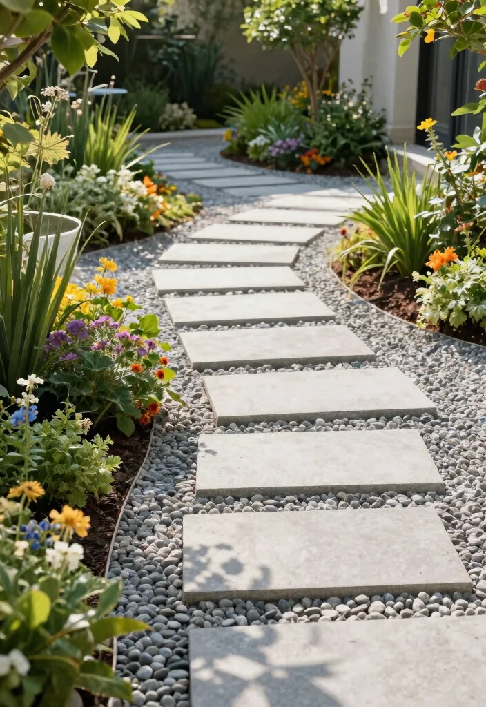 10 Pea Gravel Backyard Ideas for Low Cost Landscaping - 7. Pea Gravel and Pavers 1