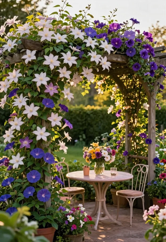10 Plant Pergola Ideas to Blend Shade and Greenery - 7. Colorful Vines 1