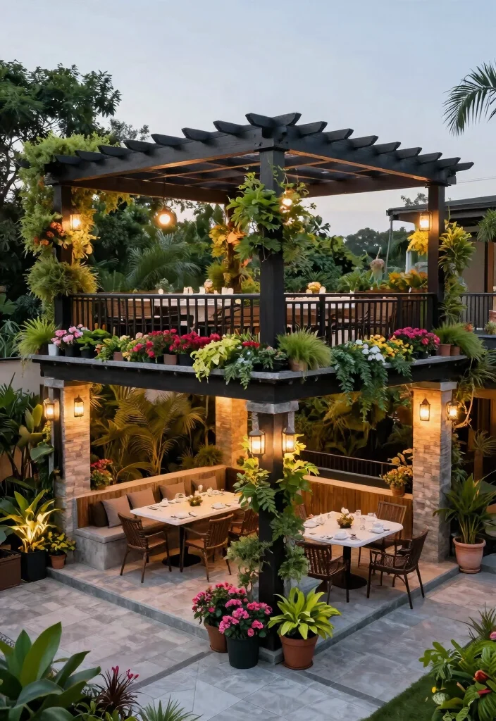 10 Plant Pergola Ideas to Blend Shade and Greenery - 9. Multi-Level Pergola 1