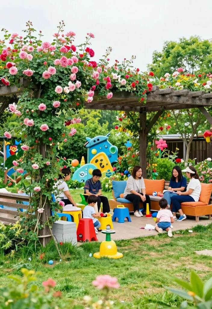 10 Rose Pergola Ideas for Romantic Garden Spaces - 8. Family-Friendly Rose Pergola 1