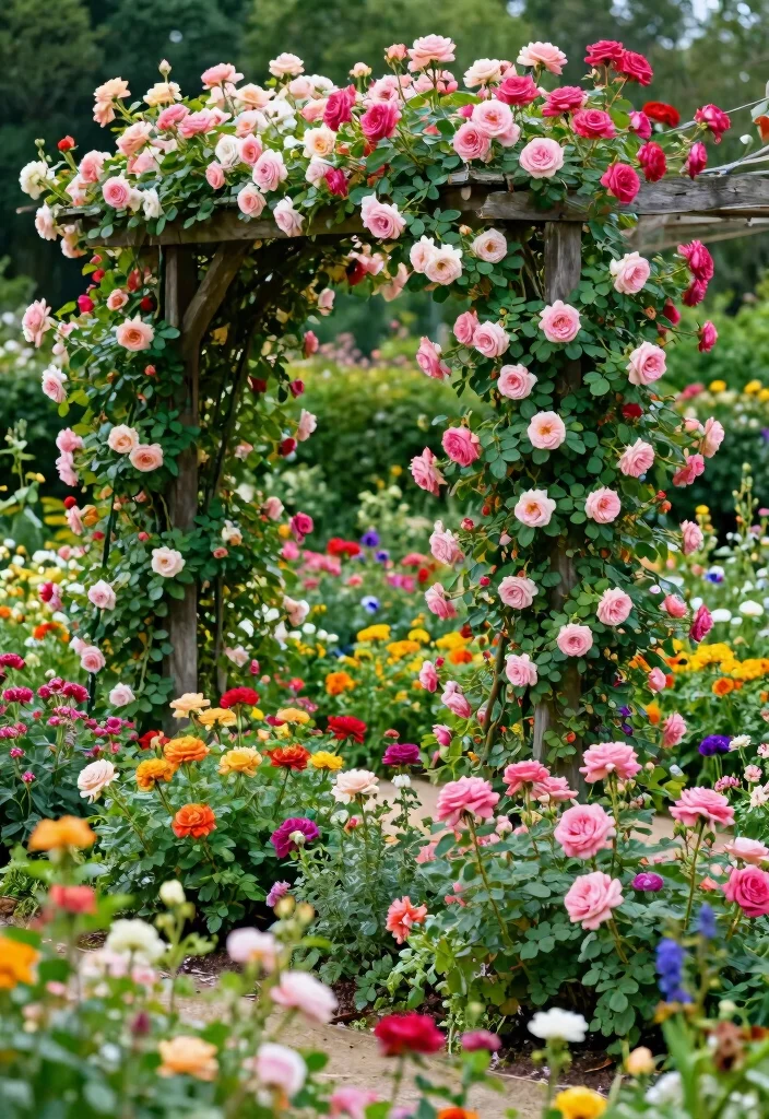 10 Rose Pergola Ideas for Romantic Garden Spaces - 9. Seasonal Delight 1