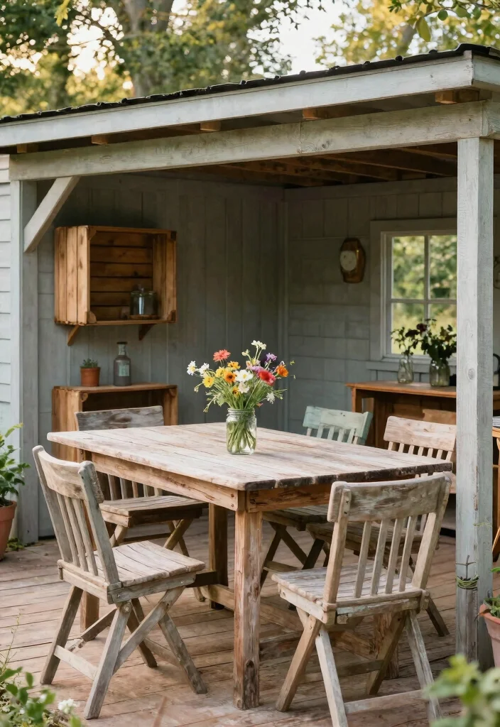 10 She Shed Patio Ideas for Cozy Backyard Retreats - 6. Rustic Farmhouse Charm 1