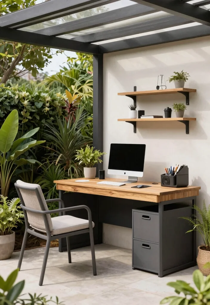 10 Side Yard Pergola Ideas to Upgrade Narrow Outdoor Areas 10. Multi Functional Workspace 0