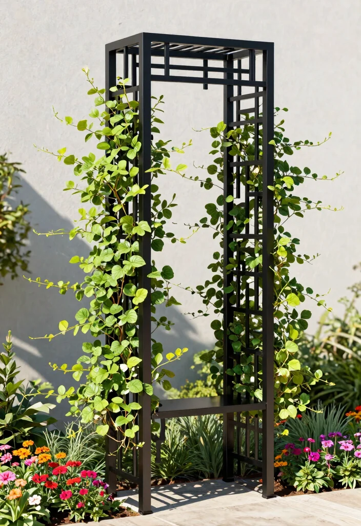 10 Simple Trellis Ideas for Easy DIY Garden Projects 2. Chic Metal Trellis 0