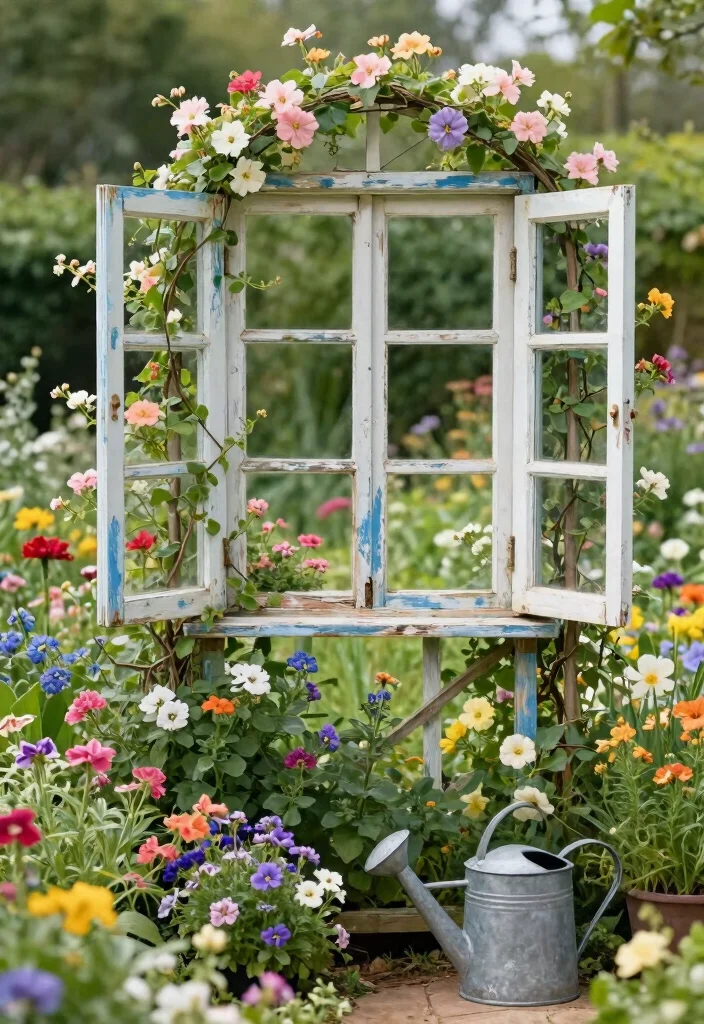 10 Simple Trellis Ideas for Easy DIY Garden Projects 5. Repurposed Window Trellis 0