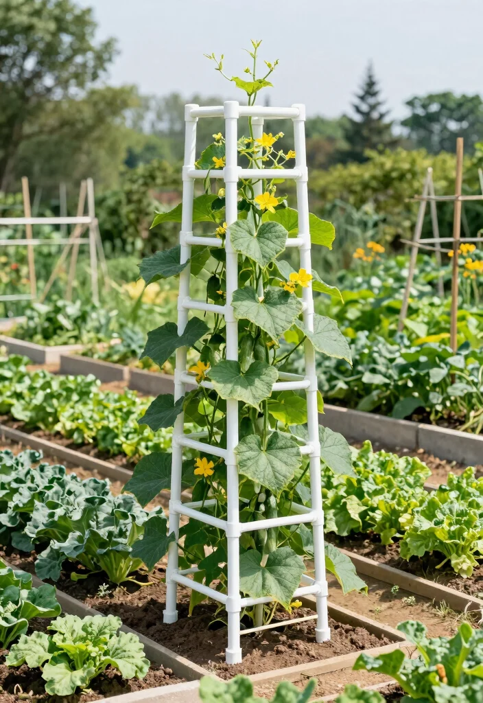 10 Simple Trellis Ideas for Easy DIY Garden Projects 7. PVC Pipe Trellis 0