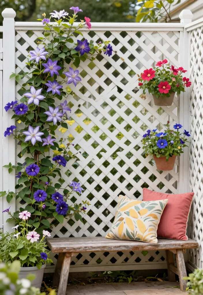 10 White Garden Fence Ideas for Clean and Classic Style - 2. Lattice Fence with a Twist 1