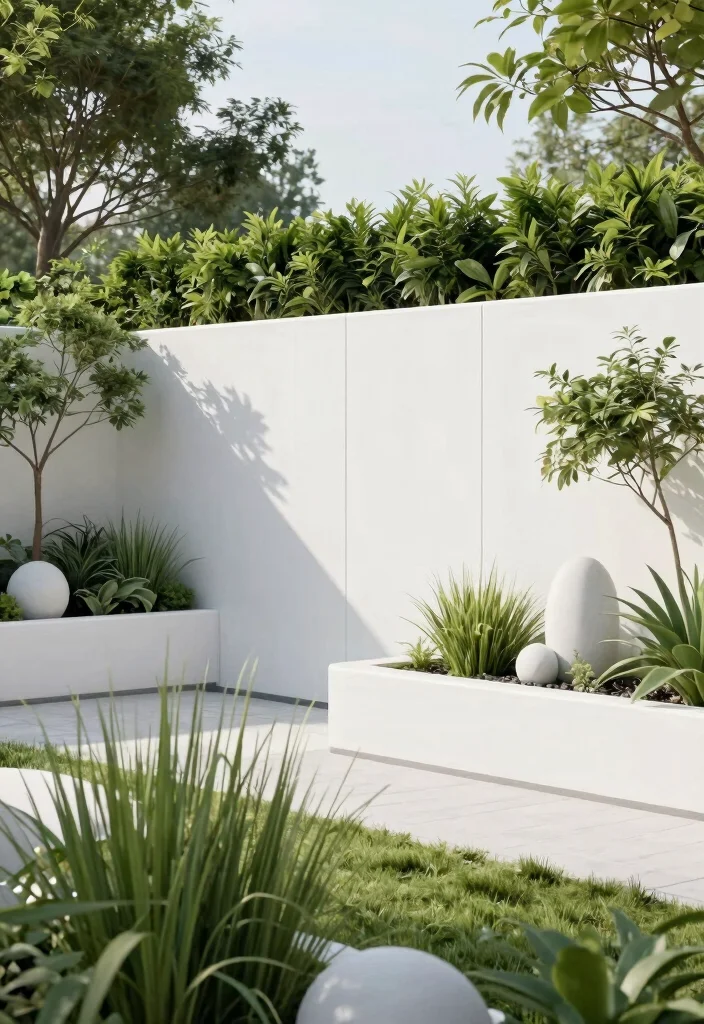 10 White Garden Fence Ideas for Clean and Classic Style - 3. Modern Minimalist Fence 1