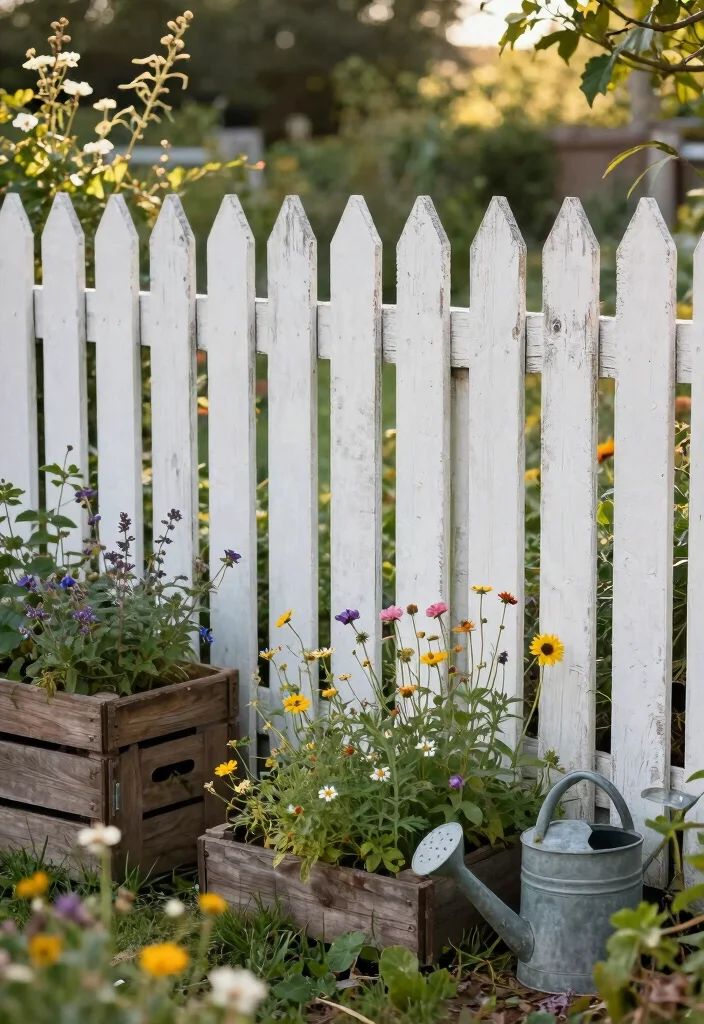 10 White Garden Fence Ideas for Clean and Classic Style - 4. Rustic Whitewashed Fence 1