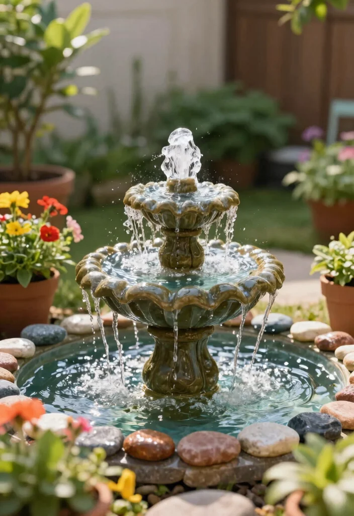 12 Backyard Ideas for Small Yards That Feel Open and Livable - 5. Miniature Water Features: Adding Tranquility 1