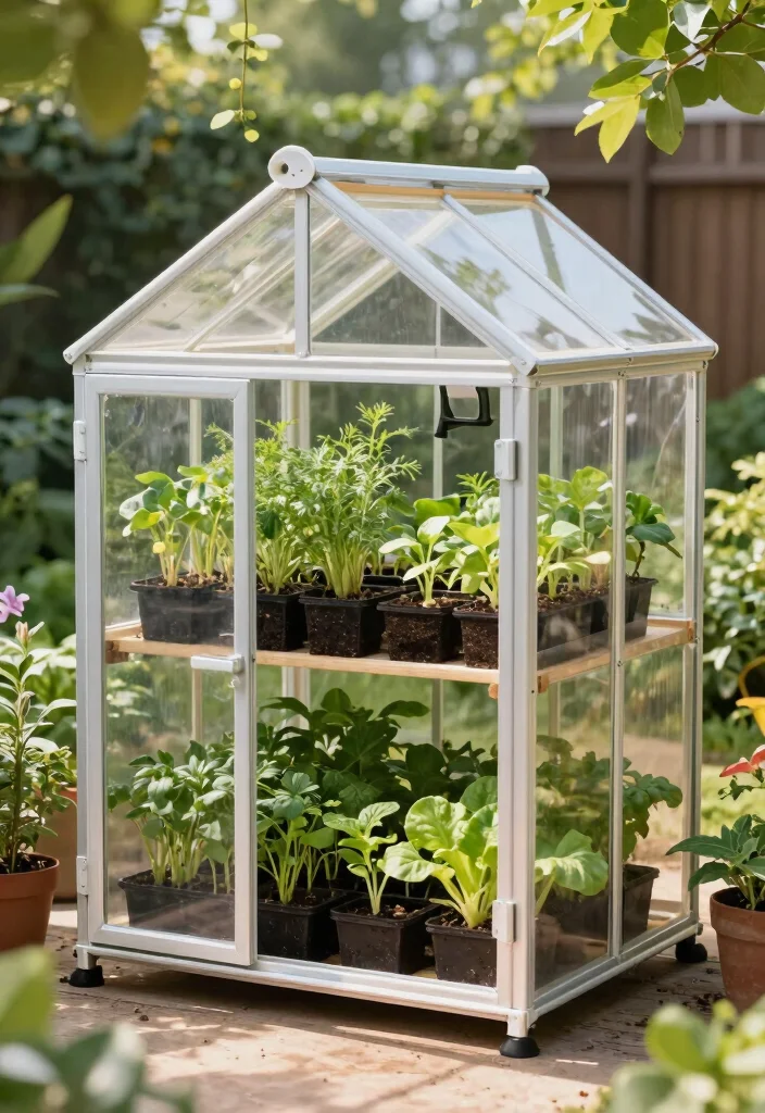 12 Backyard Ideas for Small Yards That Feel Open and Livable - 9. Greenhouse in a Box: Portable Gardening 1
