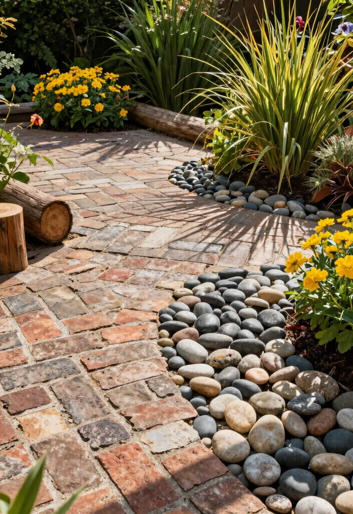 12 Brick Patio Ideas for Backyards With Timeless Appeal 5. Mixed Texture Designs 0