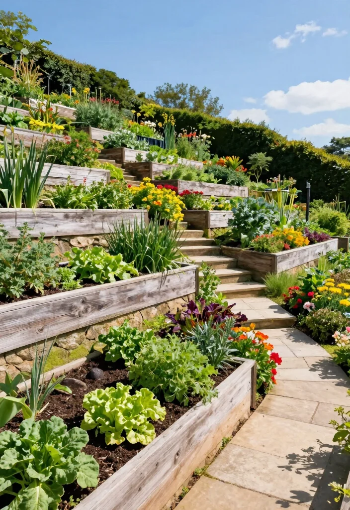 12 Sloped Backyard Ideas on a Budget That Actually Work - 1. Create Terraced Garden Beds 1