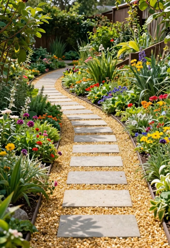 12 Sloped Backyard Ideas on a Budget That Actually Work - 5. Create a Pathway with Pavers or Gravel 1