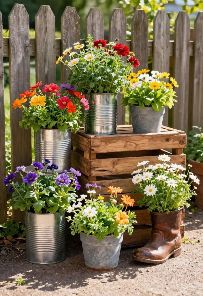 14 Backyard Ideas on a Budget for Easy and Affordable Upgrades 3 14 Backyard Ideas on a Budget for Easy and Affordable Upgrades 3. Upcycled Garden Containers 0