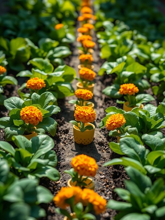 containerized french marigolds barrier strategy