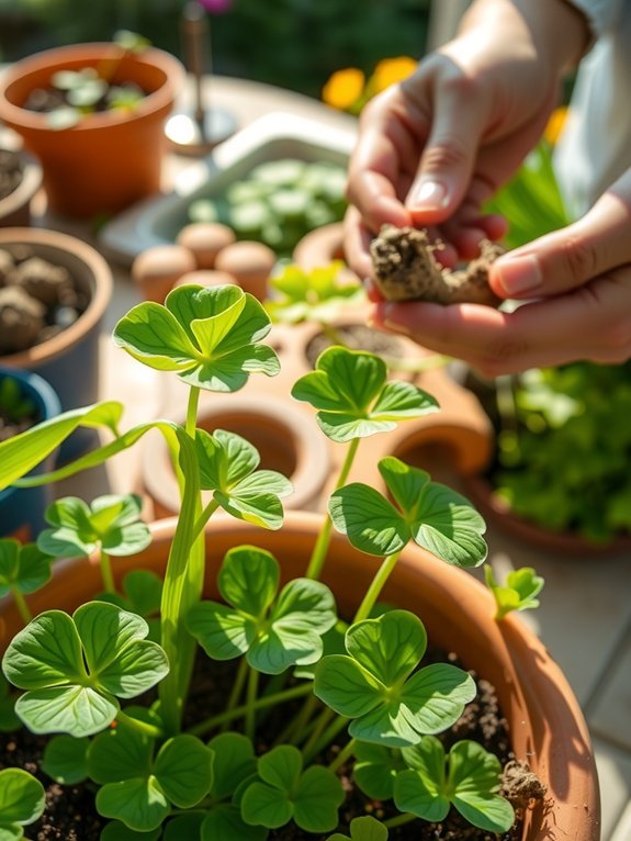 divide shamrocks during repotting separate tubers