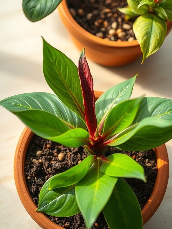 drainable pots with moist well draining soil