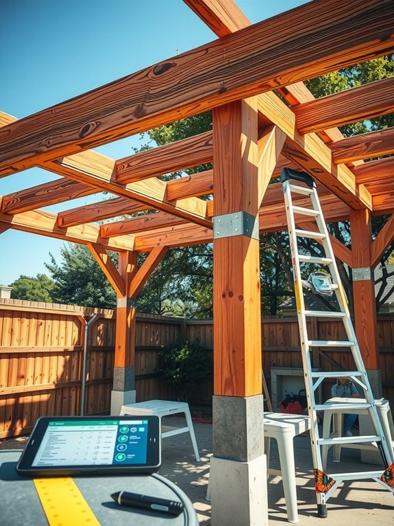 install beams and bolted connections