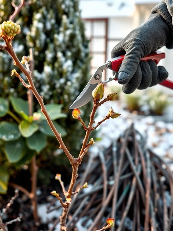 minimal pruning heavy winter mulch