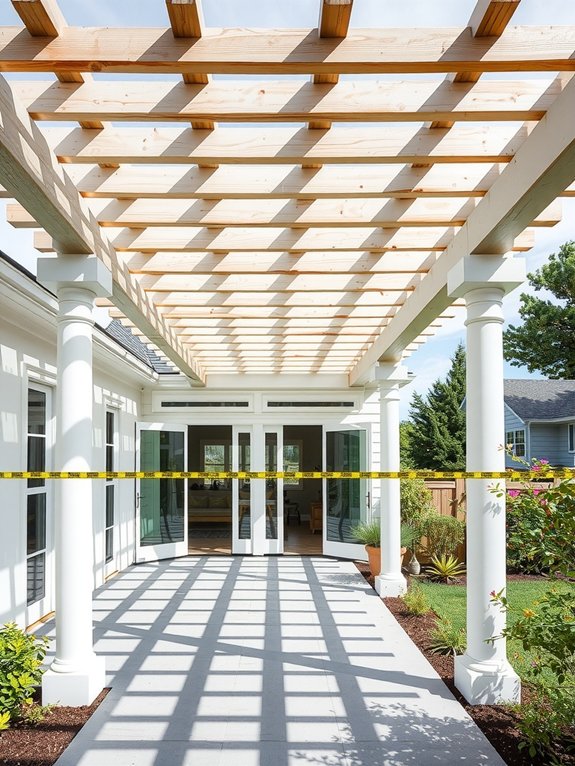 pergola height aligns with home