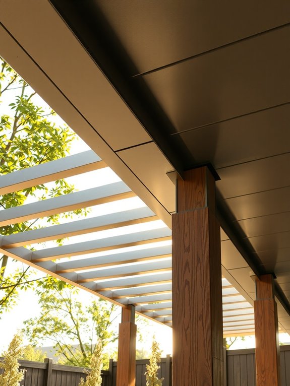 solid metal panels weatherproof pergola