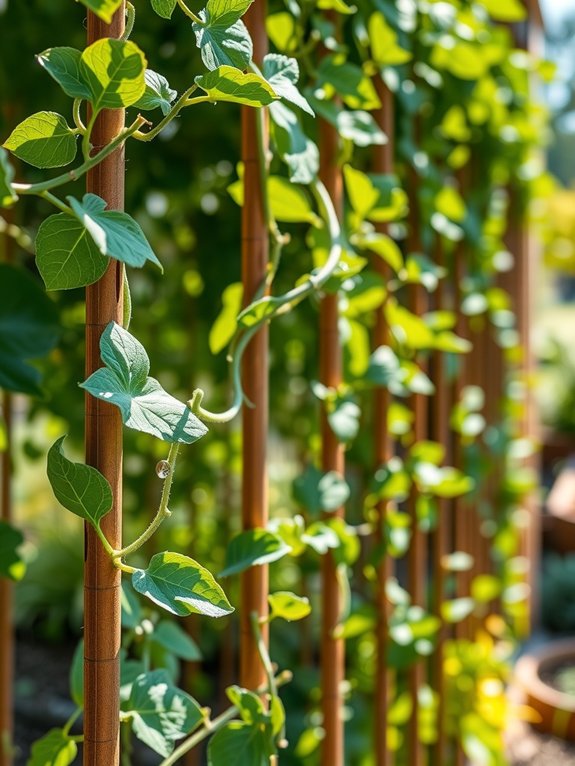 trellis setup aids pea climbing